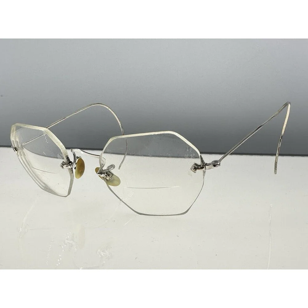 AO Eyeglasses Antique 2-tone Gold Rimless 1/10 12K GF American Optical (C5-04)